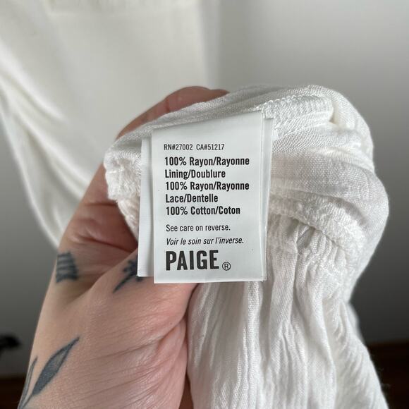 PAIGE Inesa Midi Dress White Coquette Minimalist Size L Party Wedding Guest - Picture 7 of 13